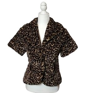 FINESSE Faux Fur Leopard Print Jacket / Blazer Size Small